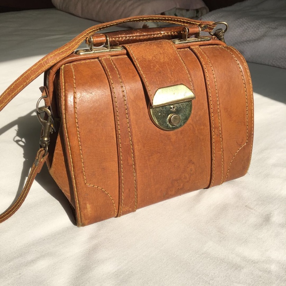 Vintage Leather Minaudiere Handbag